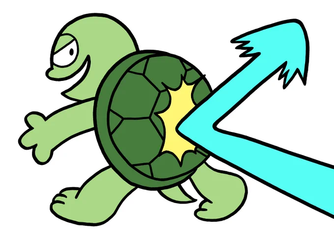 今日のイラスト300「甲羅バリア」#イラスト #絵 #イラストレーション #illustration #ART #ゆるいイラスト #ゆるイラスト #キャラクター #亀 #カメ #かめ #甲羅 #バリア #ビーム #turtle #shell #barrier #beam #亀イラスト #動物イラスト 
