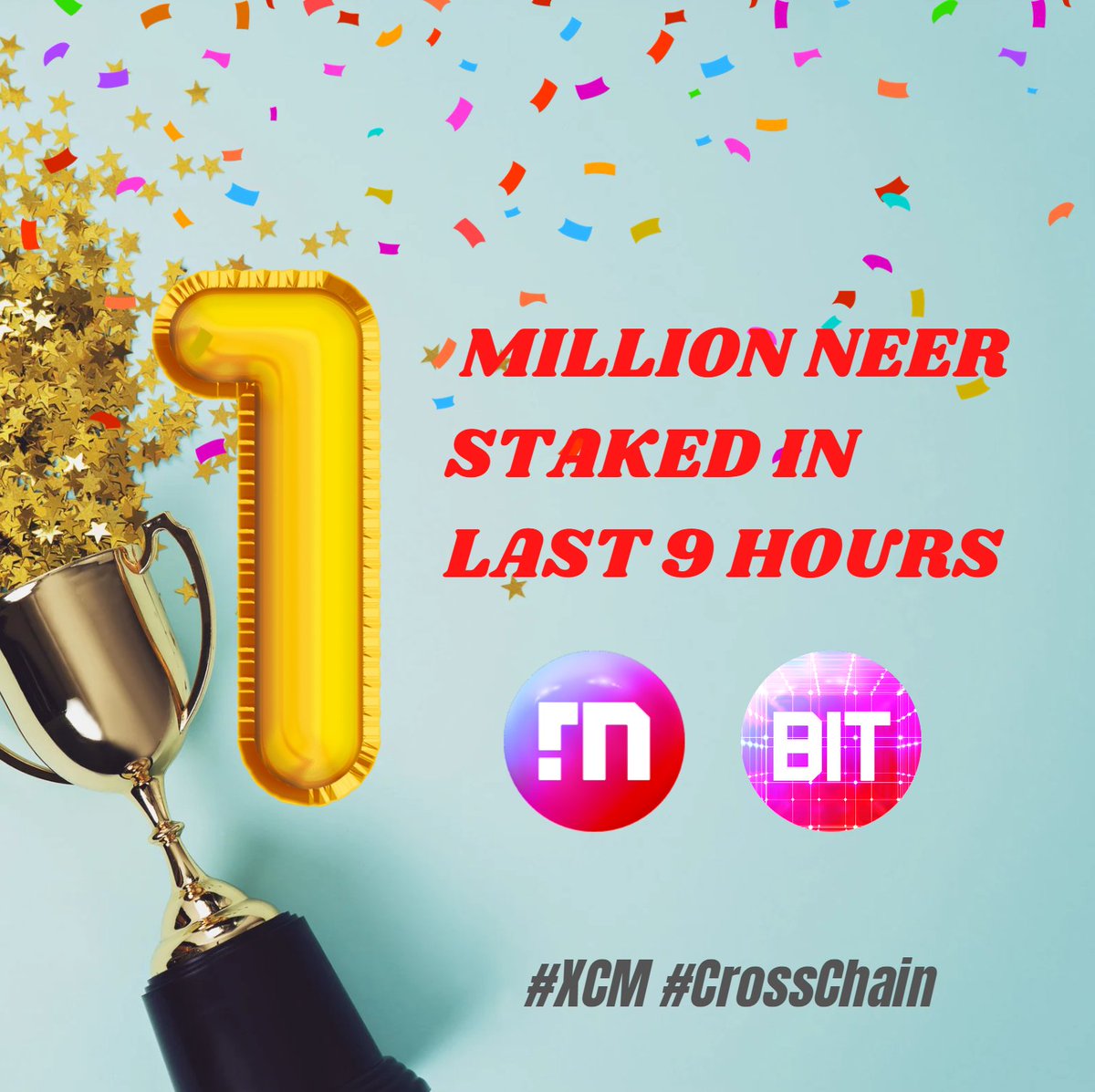 🥳 Staking just reached 1M NEER within 9 hours.

💃BIT Round has begun. 156,863 BIT will be distributed to the stakers.

🤟 Earn it by staking $NEER!
1⃣ Metaverse building
2⃣ Craft Wearables
3⃣ Craft Activation Pass
4⃣ 🔜  BIT &amp; NEER XCM. 

👉Stake pioneer.bit.country/machine-economy