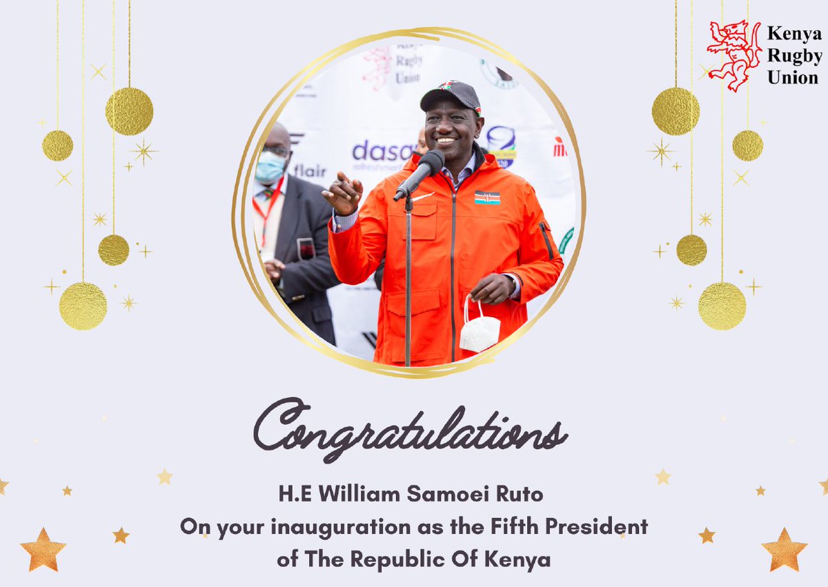 OfficialKRU's tweet photo. We join the people of Kenya in congratulating H.E @WilliamsRuto on his inauguration as the Fifth President of The Republic Of Kenya. https://t.co/RjeHsgYp8c