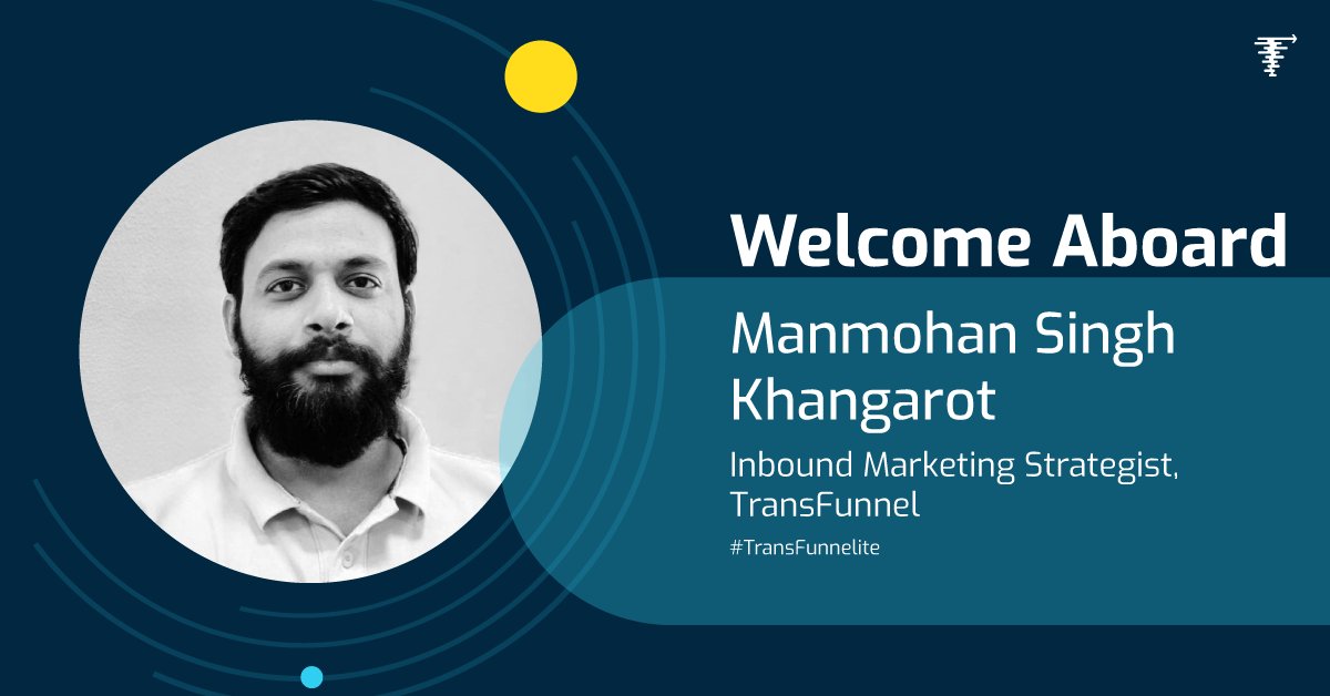 transfunnel's tweet photo. Welcoming Manmohan Singh Khangarot to the TransFunnel family!
Now a proud TransFunnelite, Manmohan has joined us as Inbound Marketing Strategist.
#transfunnel #TransFunnelite #newteammember #marketing #newjoinee #welcome #inbound #inboundmarketing #inboundmarketingstrategist https://t.co/XVf4rrshJp