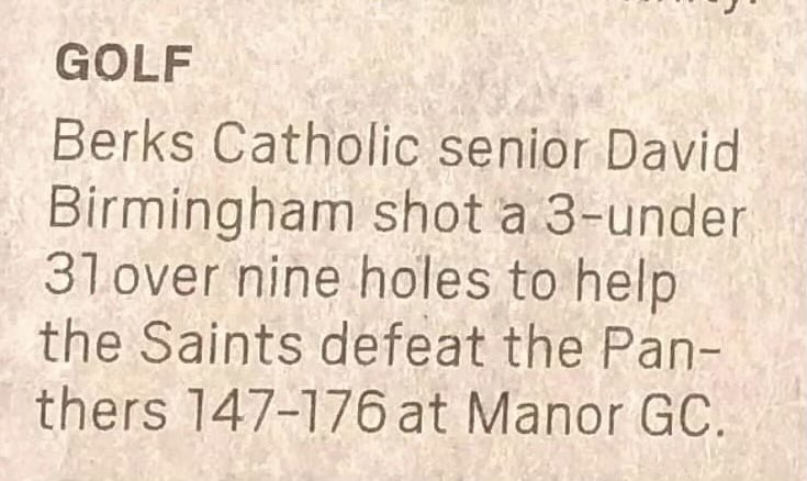 Congrats to #GreatSaint David Birmingham Reading Eagle Honor Roll ⁦<a href="/psubobbyb/">Bob Birmingham</a>⁩ ⁦<a href="/WeAreBC55/">Bill Hess</a>⁩ ⁦<a href="/BerksCatholic/">Berks Catholic</a>⁩