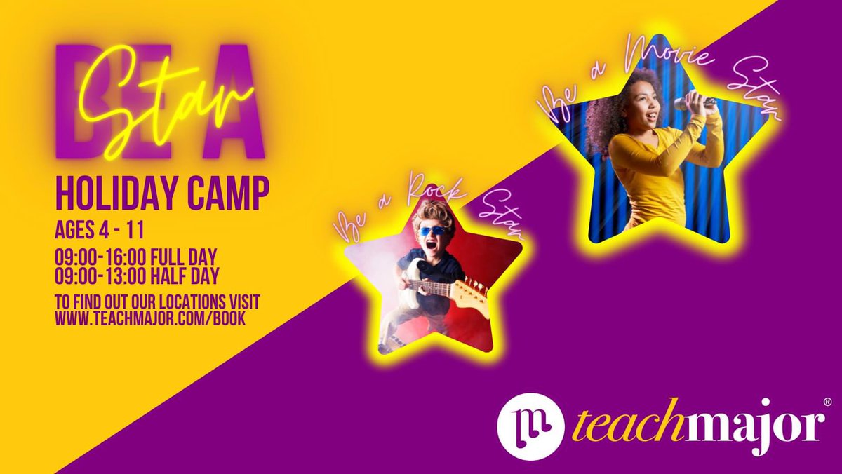 TeachMajor's tweet photo. ⏰it’s that time again!⏰ our popular BE A STAR camp is running this October half term in Farnham Common! Book now via our website https://t.co/2gghUmpkno @FCVSchools https://t.co/ZUoMyvtGrY