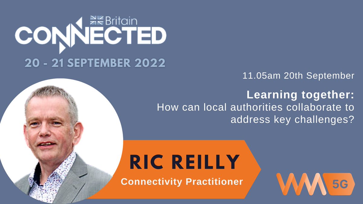 WestMids5G's tweet photo. WM5G will be joining the 'How can local authorities collaborate to address key challenges?' panel on 20th September at #connectedbritain in London with speakers from #CJFounds #CentralLondonForward @BCPCouncil @BramleyCouncil 

https://t.co/MsRHK4cRVf
#connectivityevent https://t.co/rLPHPgVC6p