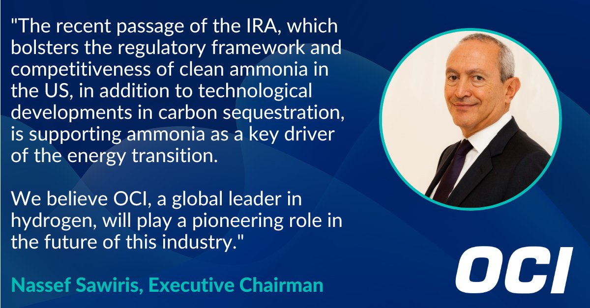 OCI_Global's tweet photo. We announced last week the construction of a new #hydrogen based blue #ammonia facility in Texas to help meet growing demand. 

The plant is strategically located on the US Gulf to serve the US, Europe and Asia.

See more: https://t.co/pTA6jXj7gG https://t.co/odWaR44KAt