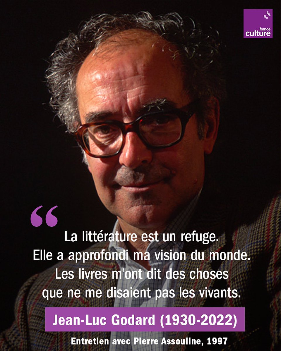 franceculture's tweet photo. Gide, Musil, Mann, Green, Valéry, Bernanos, Malraux… Jean-Luc Godard avait forgé sa sensibilité et son regard auprès des livres, bien avant de passer derrière la caméra. On en parle ce mardi dans le #bookclubculture. https://t.co/JHngfqCKtq