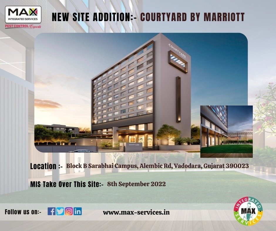 IntegratedMax's tweet photo. New Site Addition :- Courtyard By Marriott, Vadodara ( Gujarat )
For more Info visit:-
https://t.co/ElCjLRTmJc
+1800-313-1920
#maxintegrated #courtyardbymarriott
#pestcontrolexpert #bestinpest #fumigation #rodentcontrol https://t.co/MuFA0guTS7