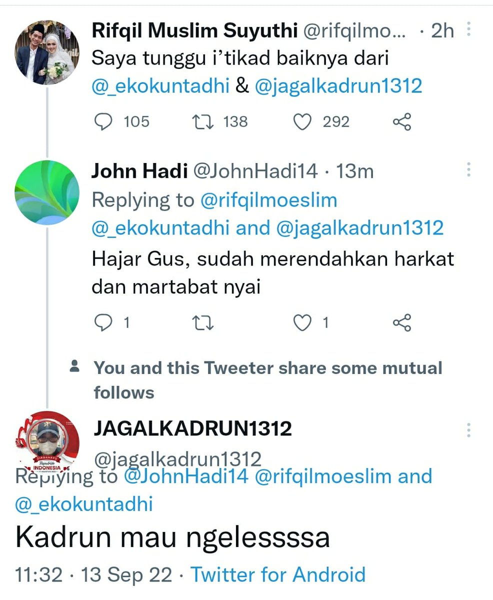 amrudinnejad_'s tweet photo. Saat kecepatan jari melebihi kinerja otak dan daya fikir!

Woey! @_ekokuntadhi @jagalkadrun1312 segera saja sowan ke Gus @rifqilmoeslim &amp; Bu Nyai @ImazzFat di Lirboyo https://t.co/CL4dkcaw6H