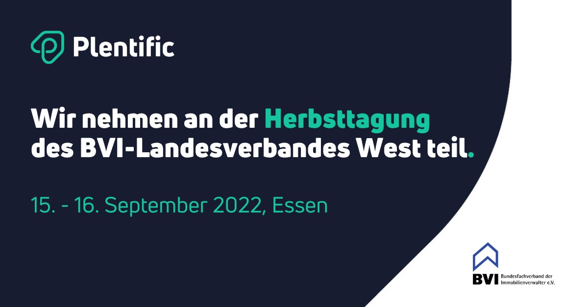 "Mit Prozessoptimierung gegen den Fachkräftemangel?" Dieser Frage widmet sich unser Kollege <a href="/digitalgemacht/">Dr. Sebastian Schmitt</a>  bei seinem Vortrag auf der Herbsttagung des BVI-Landesverbandes West in Essen, die vom 15. - 16.09.2022 stattfindet. 
#PropTechDE #Plentific #BVI