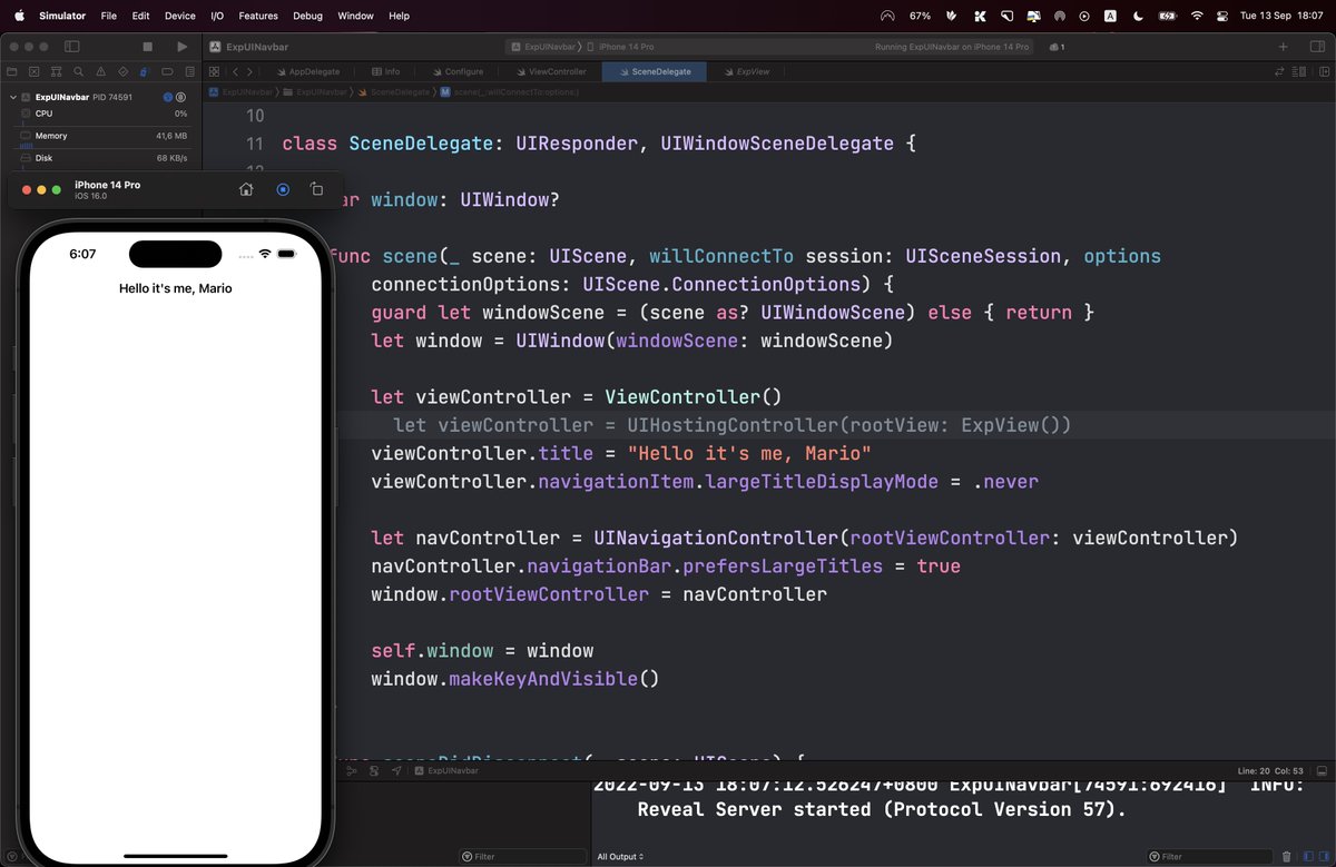 Barbatosso's tweet photo. Another interesting change in #iOS16 now if you use UIHostingController you must setup largeTitleDisplayMode via SwiftUI view code https://t.co/slajtXwGkc