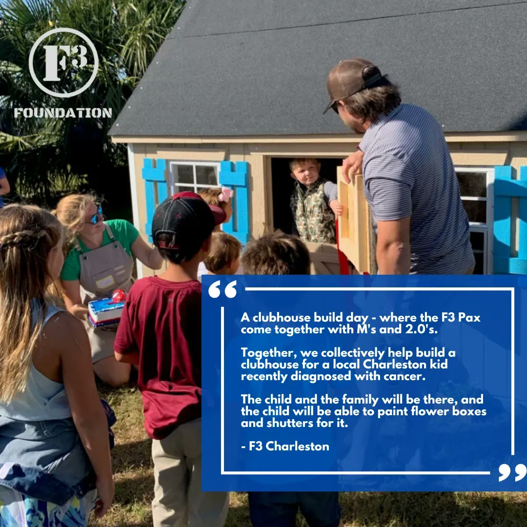 thef3foundation's tweet photo. Congrats @F3Charleston on receiving a $2.5k Invigorate Grant! These funds support a Clubhouse Build day for kids that have undergone rigorous chemotherapy. This wouldn't be possible without the generosity of the PAX during Give2Give and throughout the year. #ImpactF3F #GoGold https://t.co/VK2RvF913L