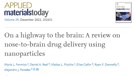Interesting review article: 'On a highway to the brain: A review on nose-to-brain drug delivery using nanoparticles'  doi.org/10.1016/j.apmt…  <a href="/paredesaj/">Alejandro J. Paredes</a> <a href="/MLinaFormica/">Lina Formica</a> <a href="/DReal_pharma/">Daniel Andrés Real</a> <a href="/MatiasPicchio/">Matias Picchio</a> <a href="/ryanfdonnelly/">Ryan Donnelly</a>