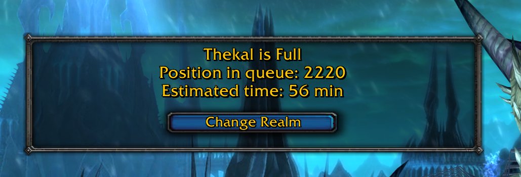 Hyder_NO's tweet photo. Will you please give us a new fresh server and let us transfer to it? #Thekal is unplayable as it is right now.

This is the queue at 12:00 on a weekday. Wonder how bad it is going to be at WotLK launch.

@Warcraft @WarcraftDevs https://t.co/RNmlNhRXlm
