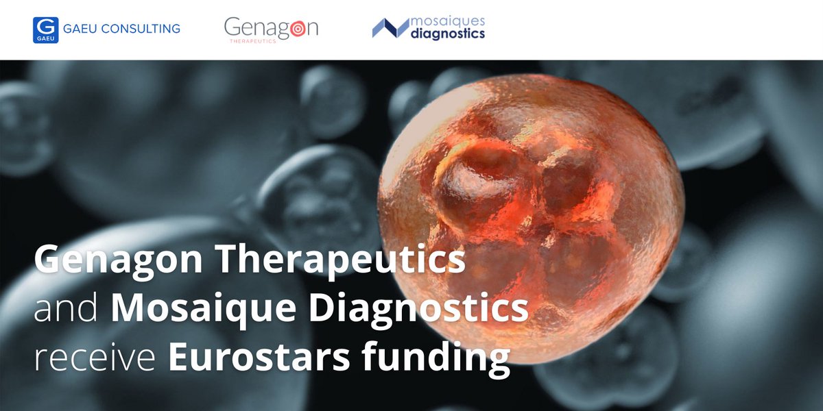 GAEU_Consulting's tweet photo. We are happy to announce that Genagon Therapeutics and Mosaique Diagnostics receive a prestigious Eurostars grant to jointly undertake major steps towards development of biological treatment for triple negative breast cancer.
#gaeu #gaeuconsulting #grantfunding #eurostars #eureka https://t.co/ZpPEmen2oP