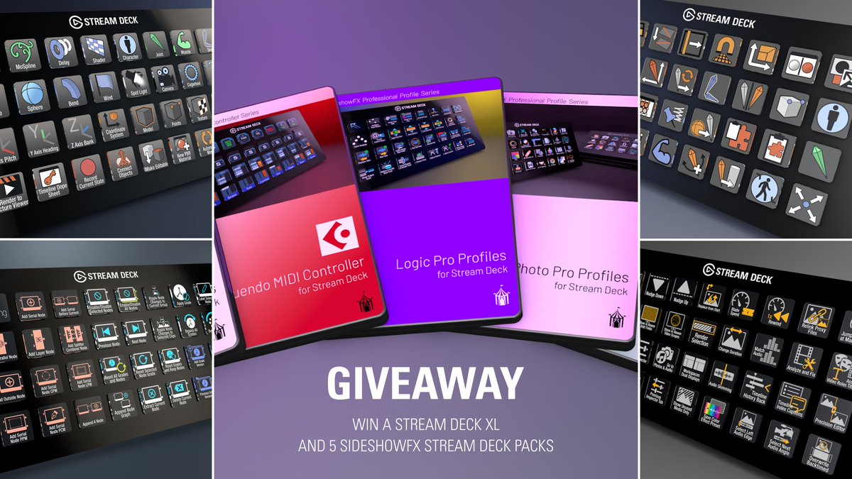 elgato's tweet image. 🎉 GIVEAWAY 🎉

We're giving away a Stream Deck XL and your choice of 5 SideshowFX Stream Deck packs.

To enter:
1️⃣ RT &amp;amp; ♥
2️⃣ Follow @elgato &amp;amp; @sideshowfxtwit