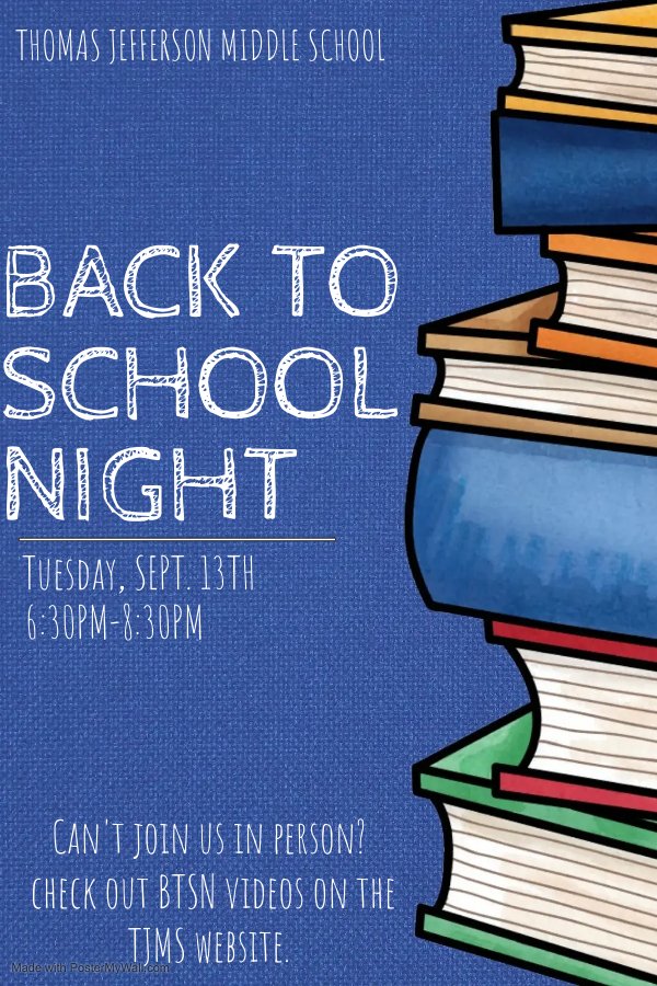 ہم آج رات واپس اسکول کی رات کے لیے آپ سے ملنے کے منتظر ہیں! ہمارے ویب پیج پر مزید معلومات! شام 5:30 بجے فوڈ ٹرک!! #BTSN2022 #TJMSRocks https://t.co/yiFI2022YY2022n