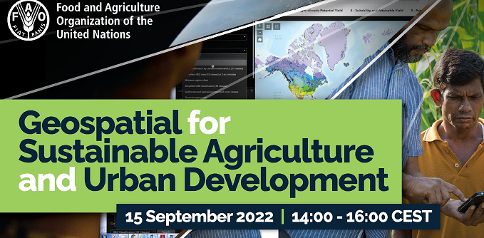 FAOclimate's tweet photo. Interested in cities and urban development? Join the webinar:

“Geospatial for Sustainable Agriculture and Urban 
Development”

🗓️15 September 2022
🕑14:00 to 16:00 CEST

Register here: https://t.co/dfWoIf7FwS

#GreenCities #GenerationRestoration https://t.co/5wzF8FEAER
