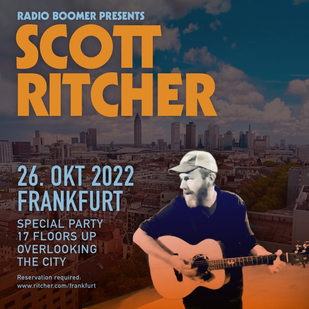 scottritcher's tweet image. Join me for a unique party 17 floors up above Frankfurt, Germany. I’ll play a show and there will be DJs, bourbon and lots of fun. 🇩🇪🥃

It’s FREE but reservations are required: ritcher.com/frankfurt

Gude, y’all!