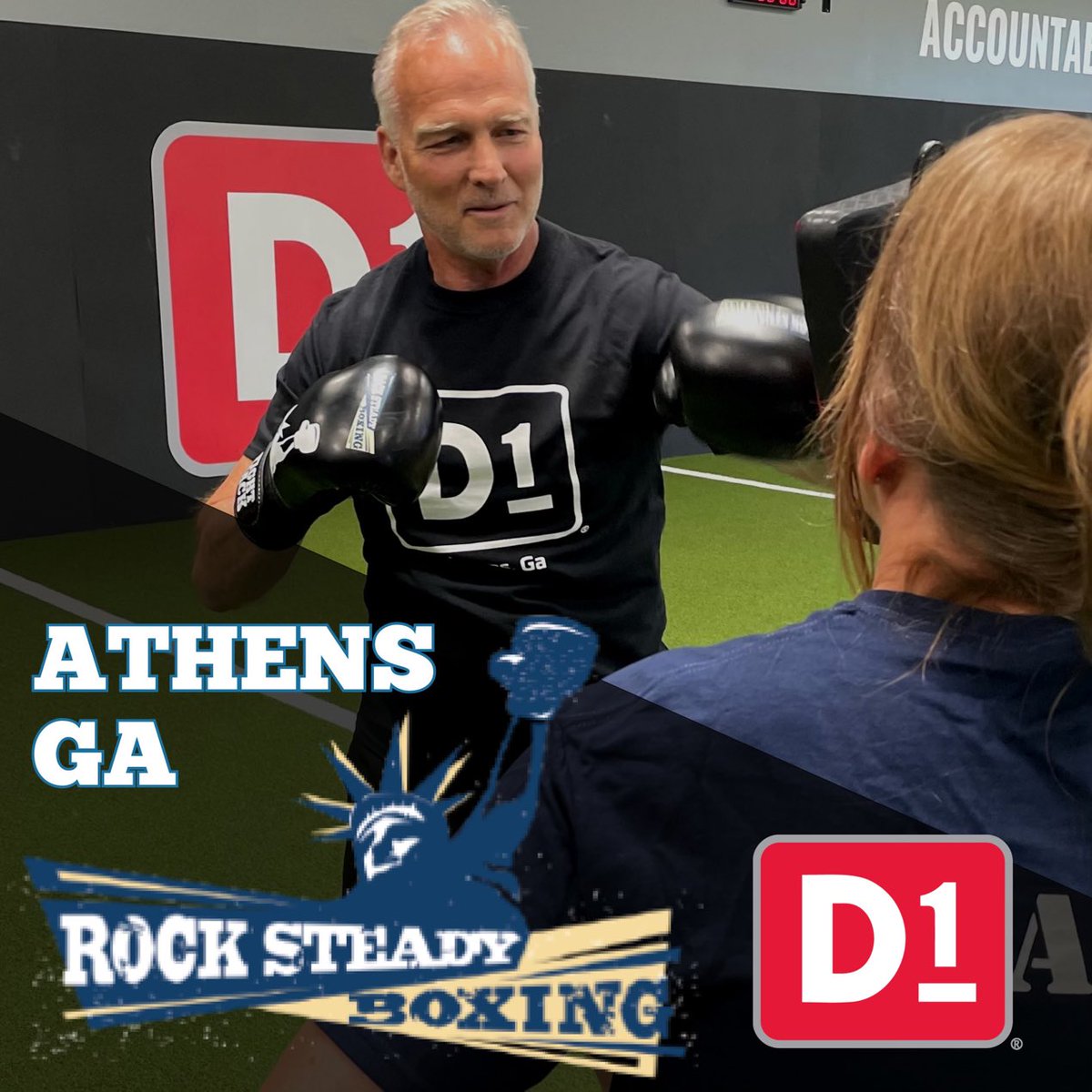 Rock Steady Boxing is coming to D1 Athens! Rock Steady,a non-contact boxing class, is a proven method designed to help people fight Parkinson’s! The 1st class starts on September 26th at D1 Athens! Come join me as we knock out Parkinson’s! For more information call (706)690-4162