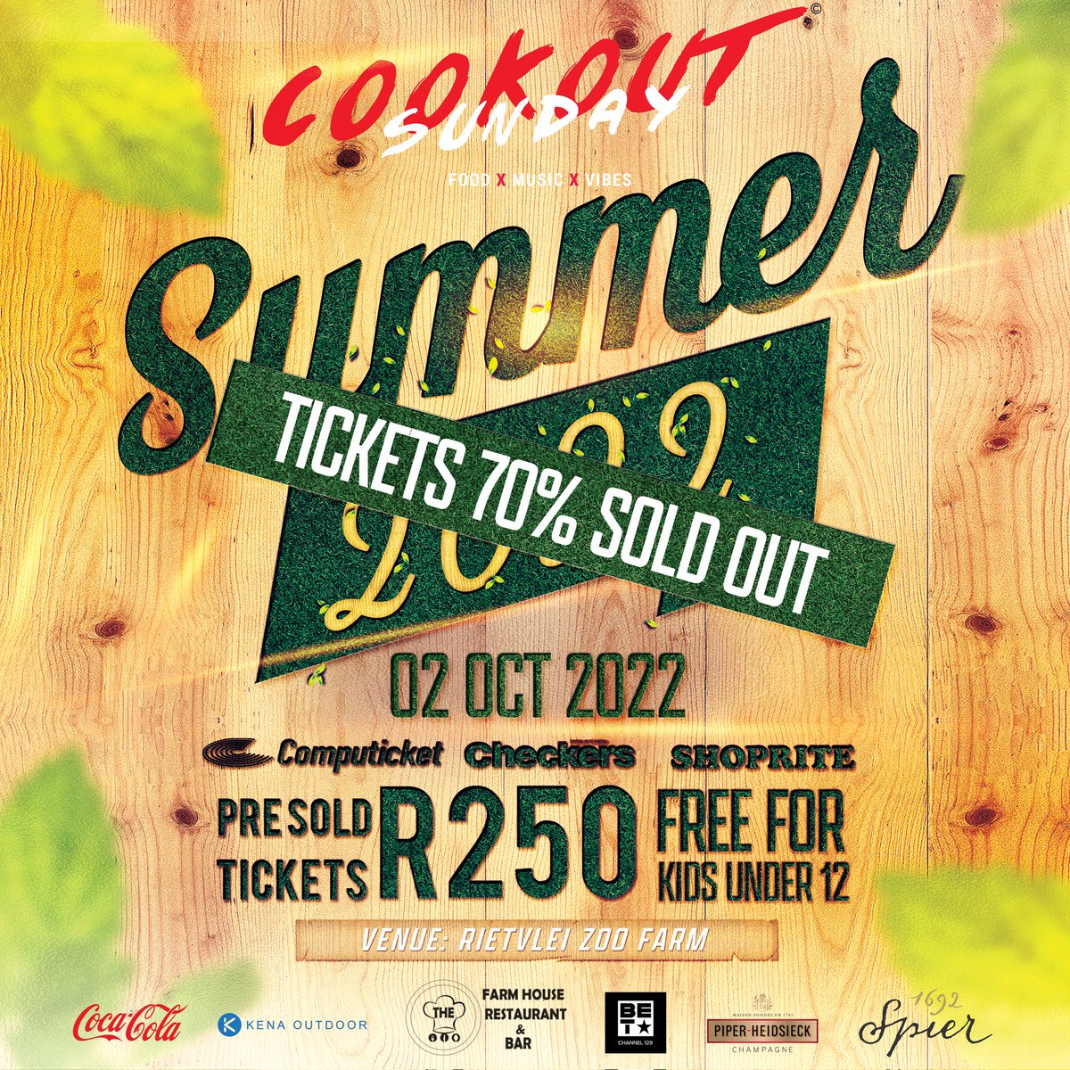 cookoutsundays's tweet image. 🚨🚨 70% SOLD OUT! 🚨🚨 
#COOKOUTSUNDAY2022 #COOKOUTSUNDAY #RIETVLEIZOOFARM

Get you a ticket 
@Computicket 💳

 computicket-boxoffice.com/e/cookoutsunda…

linktr.ee/cookoutsunday

…