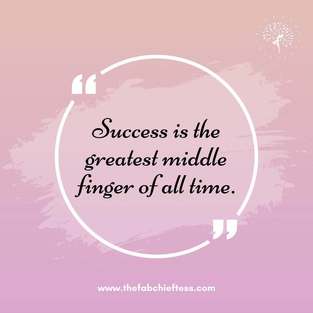 thefabchieftess's tweet photo. Success is the greatest middle finger of all time. Remember success is not the key to happiness, happiness is the key to success. Book a consultation. Link in Bio! #thefabchieftess #motivation #mindsetcoach  #transformyourmind #youhavethepower #livethelifeyouwant #beyourbestself https://t.co/c2NLlH9rxw