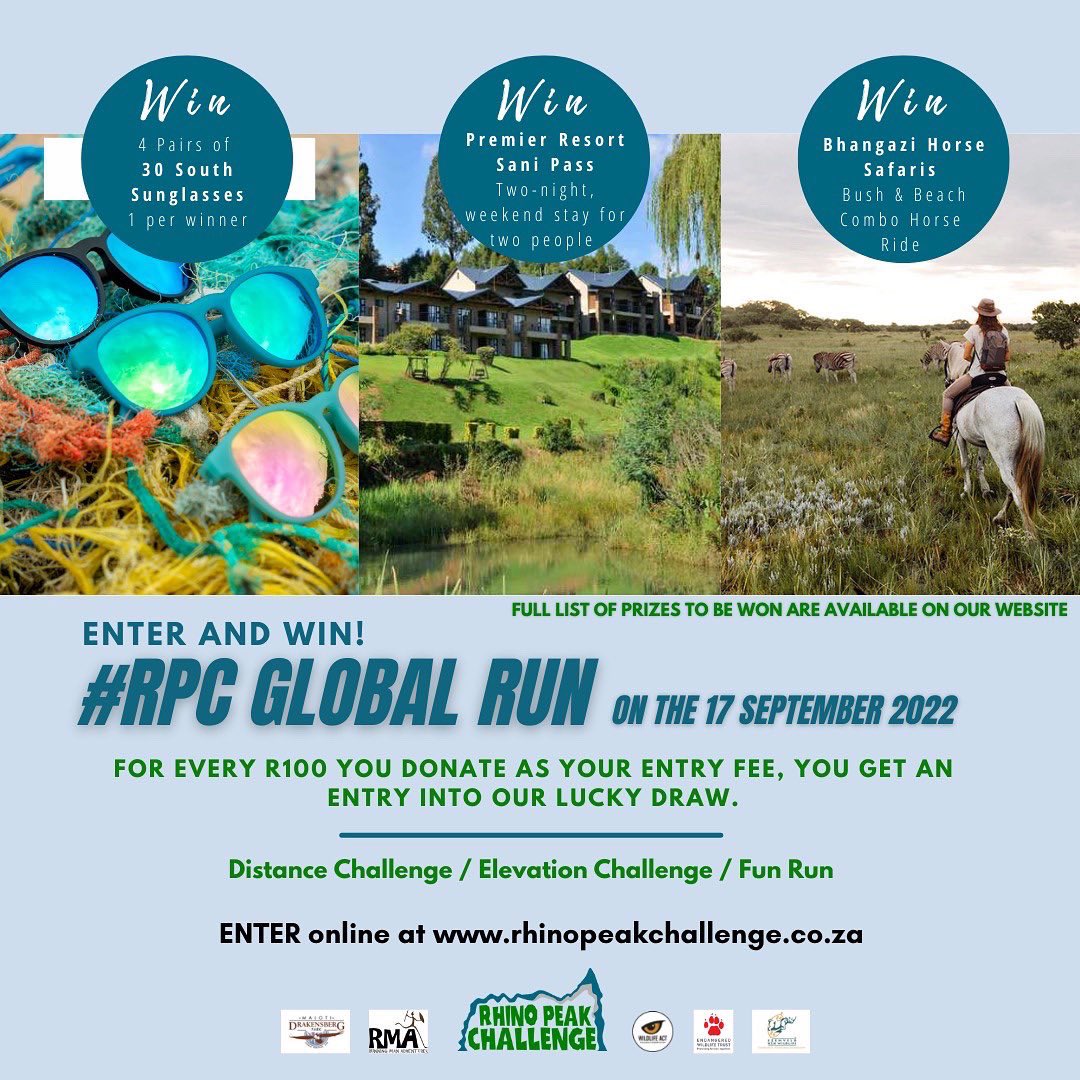 Rhino Peak Challenge (@rhinopeakc) on Twitter photo Have you entered the #RPC Global Run yet? Here's why you should get involved: :
1οΈβ£ Funds raised go towards endangered species conservation
2οΈβ£ There are awesome prizes up for grabs
3οΈβ£ No rules. No time limit. No pressure. Just fun.
ENTER HERE >> rhinopeakchallenge.co.za/global-rpc.aEn⦠Have you entered the #RPC Global Run yet? Here's why you should get involved: :
1οΈβ£ Funds raised go towards endangered species conservation
2οΈβ£ There are awesome prizes up for grabs
3οΈβ£ No rules. No time limit. No pressure. Just fun.
ENTER HERE >> rhinopeakchallenge.co.za/global-rpc.aEnβ¦