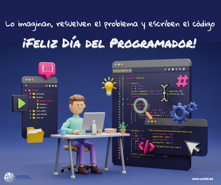 unitel_tc's tweet image. 👏👏Feliz #DíaDelProgramador! Tanto a los que ejercéis esta profesión como a los que estáis en el camino de conseguirlo estudiando para dominar el código. Aquellos que imaginan, resuelven los problemas y usan su ingenio, además de códigos y etiquetas.