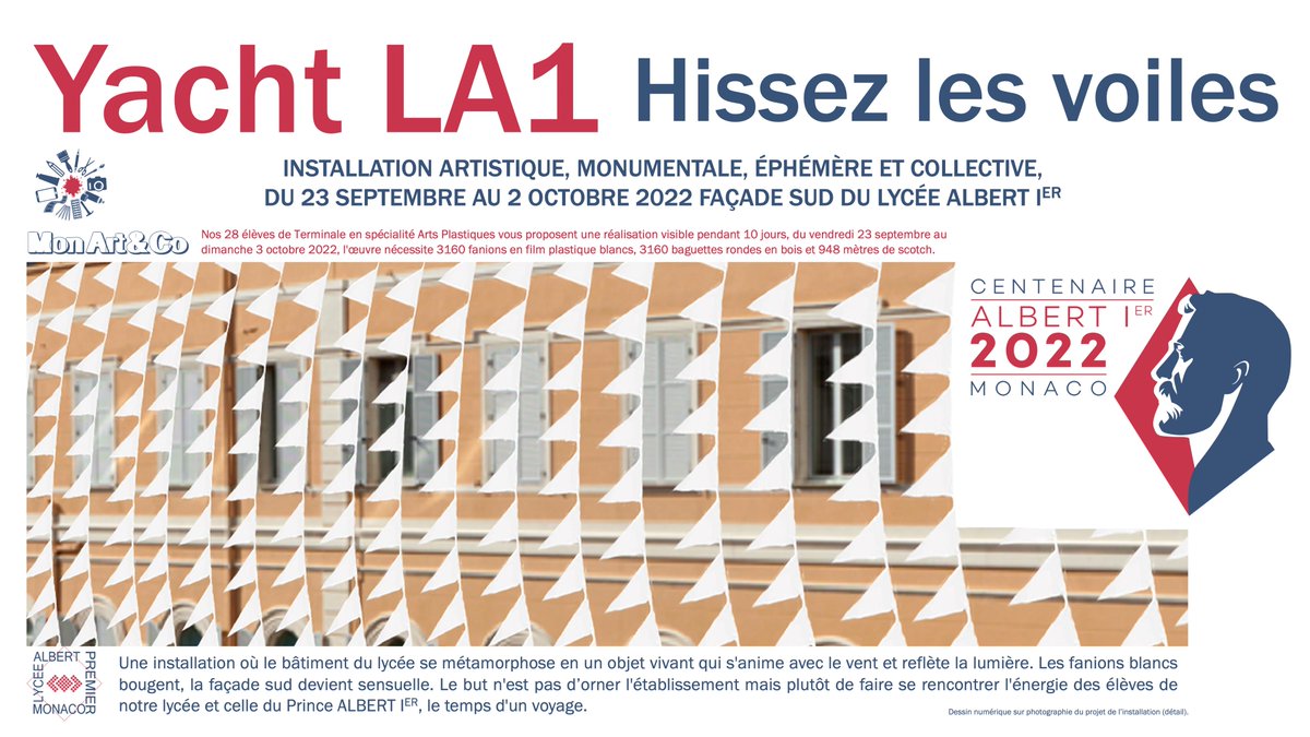 JGCniceart's tweet photo. Quand les intentions d’un projet d’élève deviennent formes. Préparation de l’installation monumentale, éphémère et collective avec les Terminales #ArtsPlastiques pour le #Centenaire de la disparition du Prince Albert 1er. @GvtMonaco @AcademieNice @CroisonnierH @igartsplastique https://t.co/iSGblf0yfO