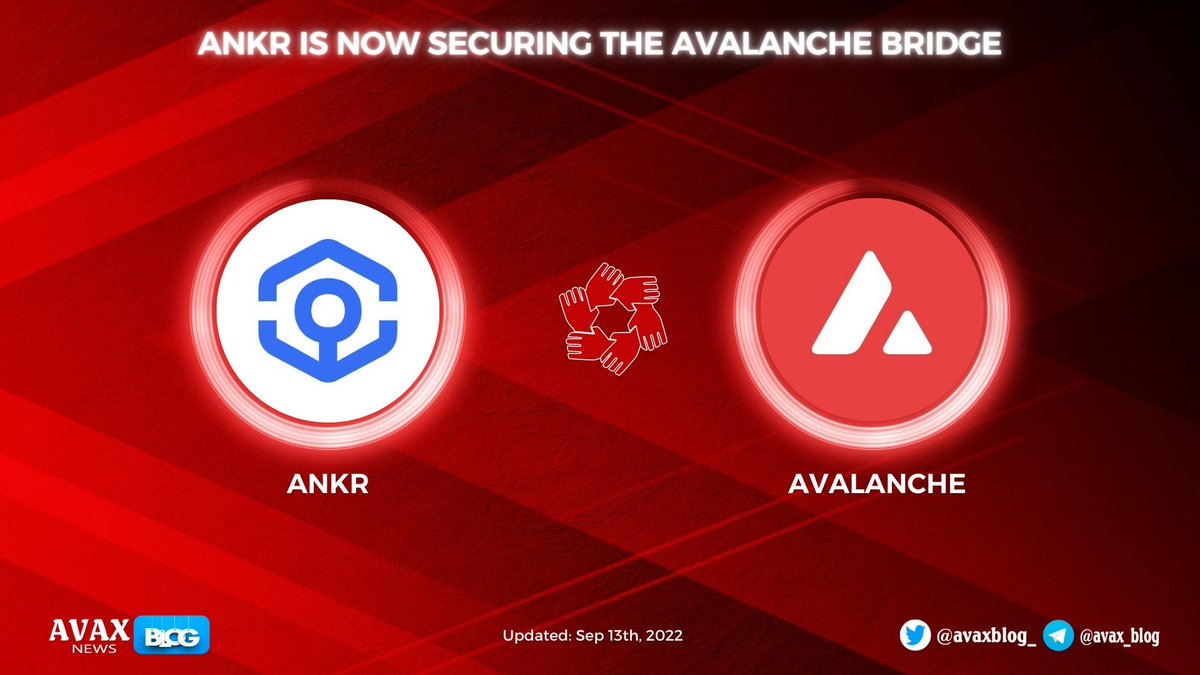 avaxblog_'s tweet photo. 🥳@ankr Is Now Securing the @avalancheavax Bridge

⚡️ Fast transactions
🔒 Advanced security features
⛓ Multi-chain to support different blockchains
💰 Low cost for bridging assets
🤝 Transparent

More details:
👉https://t.co/iget6IV4iK

#AVAXBlog #AVAX $AVAX #Ankr https://t.co/WfbgMMMKKv