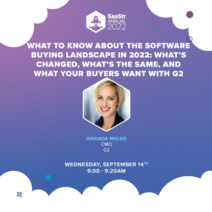 G2dotcom's tweet photo. We can't gatekeep our Software Buyer Behavior Report insights any longer🤗.
If you're attending @SaaStrAnnual, don't forget to catch our CMO @amandamalko tomorrow @ 9AM PT where she'll pull back the curtain on the #softwarebuying landscape in 2022👀. https://t.co/Blw6gZOopz