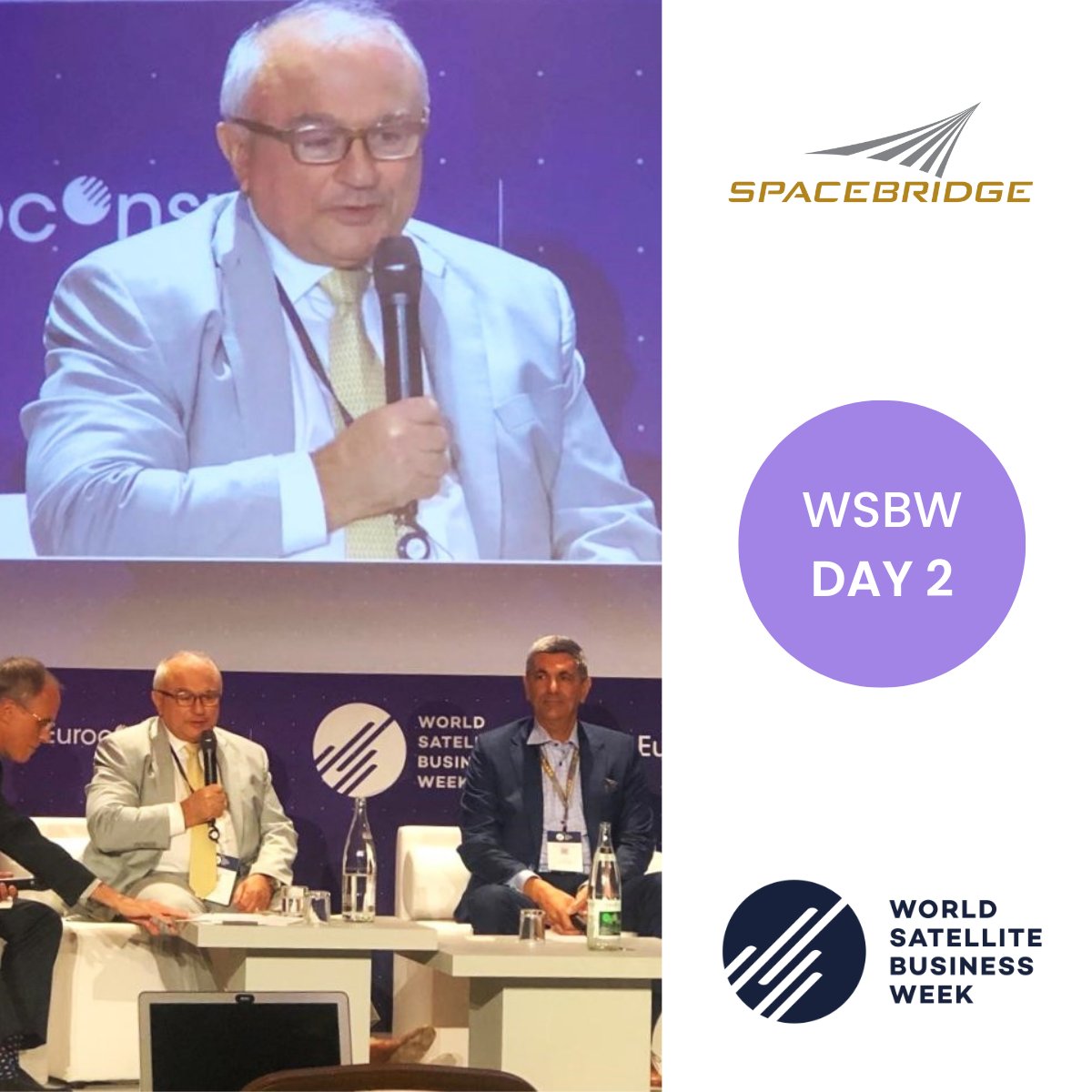 SpaceBridgeCA's tweet photo. #WSBW day 2. SpaceBridge CEO David Gelerman participated in another exciting panel📡
👉Visit us at booth N1 and discover our latest satellite innovations
U7720 – High-Performance Networking Satellite Modem⬇️
https://t.co/SFGclRQO6e
#WorldSatelliteBusinessWeek #WSBW22 #Paris https://t.co/IyKqO4ylT7