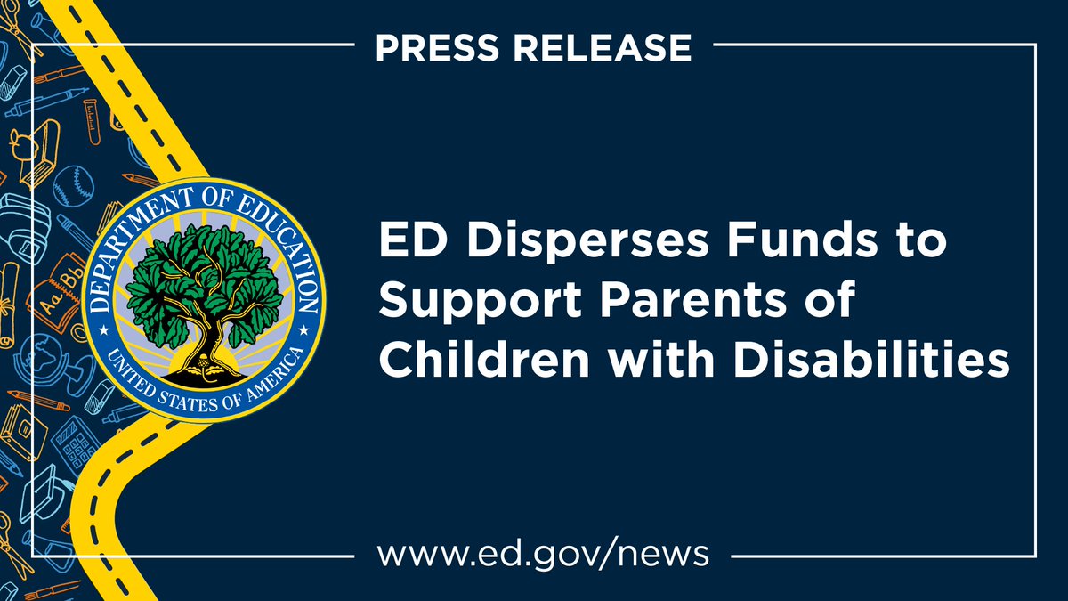 usedgov's tweet image. Today, ED is announcing additional grants for Community Parent Resource Centers (CPRCs) &amp;amp; Parent Training and Information Centers (PTIs) to support the parents of the 7+ million children in the U.S. with disabilities. ed.gov/news/press-rel…