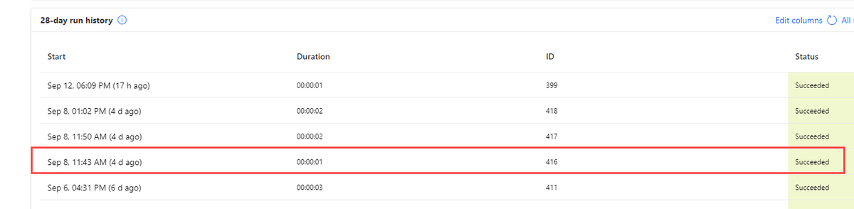 ConfluentRB's tweet photo. FANTASTIC new feature in flow run history!! can now add any columns to the display! need to find the flow that ran for SharePoint ID 416? no problem! #PowerAutomate #FlowHistory #PowerApps #PowerPlatform https://t.co/S8rSgjC1Sq