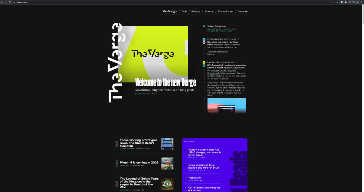 ihtay's tweet photo. @reckless , @pierce , @alexhcranz : There is too much wasted space in the new design. It looks like it was not built with hight res monitors in mind. Or was this the intention? 

#theverge https://t.co/hW4rbnVSae