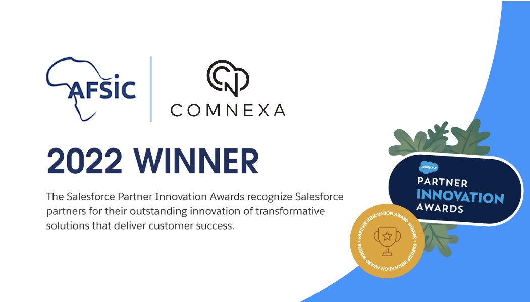 We are delighted to announce we have won the Salesforce 2022 Partner Innovation Award for Financial Services in conjunction with <a href="/comnexa/">Comnexa</a>. Together we are mobilising trade, business and investment into the African continent at scale. <a href="/partnerforce/">Salesforce Partners</a> #PIA22 #FinancialServices