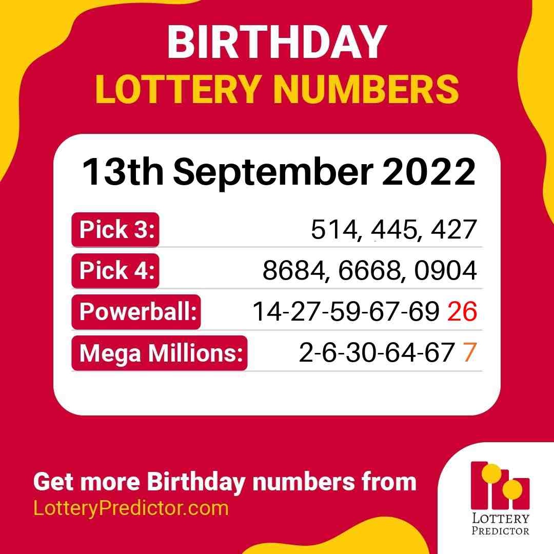 Birthday lottery numbers for Tuesday, 13th September 2022
#lottery #powerball #megamillions
https://t.co/IUURTpksPA https://t.co/2XQFANzDwr