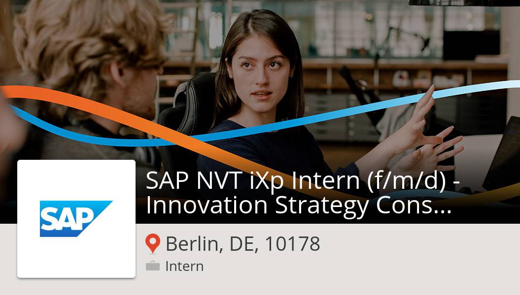 FranRSAP's tweet photo. SAP NVT iXp #Intern (f/m/d) - Innovation Strategy #Consultant for New Ventures &amp; Technologies needed in #BerlinDE10178, apply now at #SAP! #job https://t.co/XWuokI1TR7 #JobsAtSAP https://t.co/fVhWT6BGbC