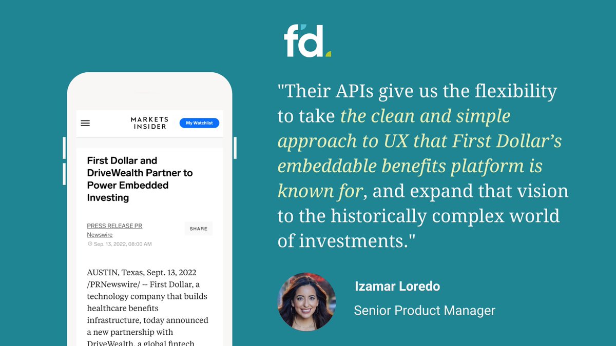 firstdollarinc (@firstdollarinc) on Twitter photo 📰📰 Exciting announcement 📰📰
We're excited to announce that we're partnering with <a href="/DriveWealth/">DriveWealth</a> to power our HSA investing experience inside our Health Wallet Platform. 📰📰 Exciting announcement 📰📰
We're excited to announce that we're partnering with <a href="/DriveWealth/">DriveWealth</a> to power our HSA investing experience inside our Health Wallet Platform.