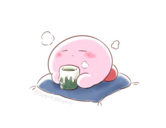 kirby cup no humans steam white background blush sitting twitter username  illustration images