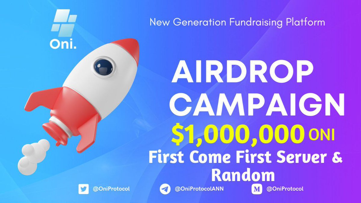 📣 Big &amp; Massive #fcfs #Giveaway 🔥

🥳🥳 BiG Prize Pool :
1,000,000 $ONI PRICE POOL WORTH OF $7000 😍😍

To Win 🏆
✅ Follow <a href="/RLT_DAO/">Anjali</a> &amp; <a href="/OniProtocol/">ONI Protocol</a>
✅ Like &amp; RT &amp; Tag 3 friends
➡️ Finish Gleam : gleam.io/competitions/D…

⏰ Ending on 21st Sep

#Airdrop #FCFS #Giveaway #NFT #AVAX