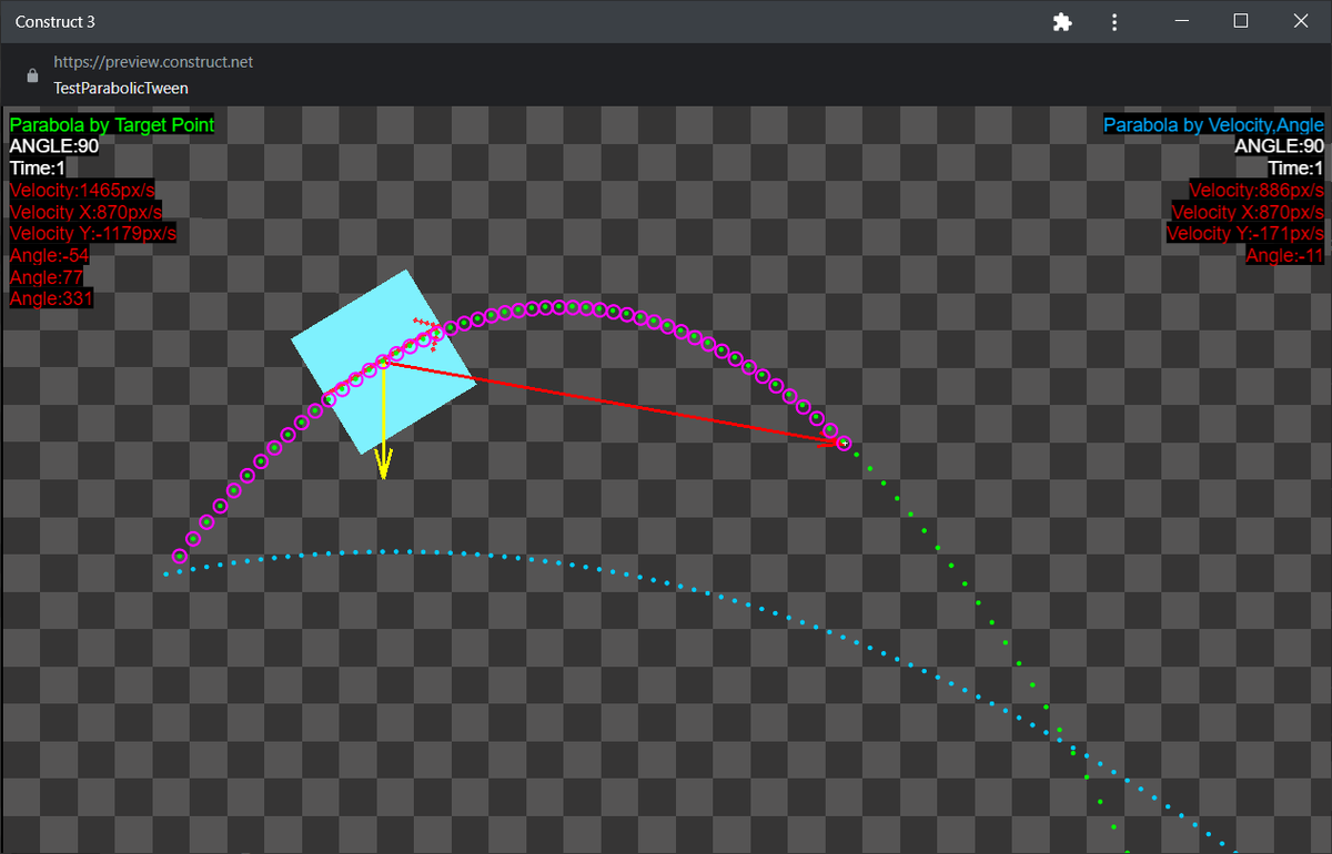 sotano42's tweet photo. **Release Parabolic Tween v0.0.0.3**
New:
- Tween Parabola is now async, you can use it with the Wait-for-previous-action.
Bug Fixes:
- Plugin no longer prevents console logs from being logged.

https://t.co/Udeku1Mq8w
#construct3 #gamedev #construct2 #indiegamedev @ConstructTeam https://t.co/1Dmr4LSqJn