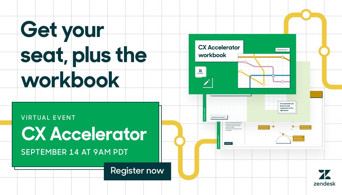 RSVP to our #CXAccelerator event today for a 📒 free workbook 📒 that’s brimming with bonus content and activities that help plot strategic next steps. 

🎟 zdsk.co/CXAevent 🎟