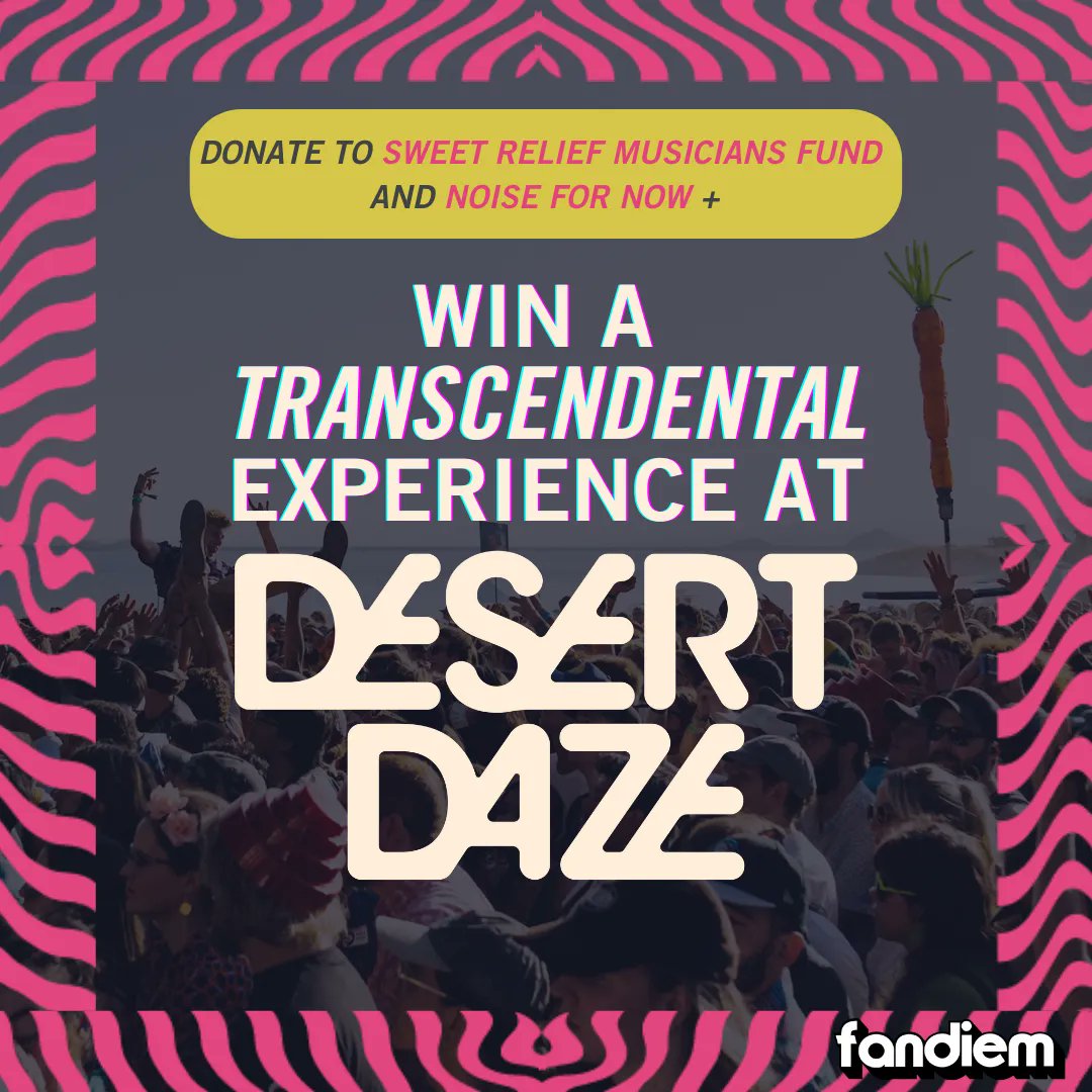 ENDS TODAY! Donate 2 win a trip to @desertdaze '22! You can win 2 Weekend VIP Plus Passes, a personal golf cart tour with a festival producer, fully-furnished Stout Tent onsite accommodations, and more. Your donations support SRMF and @noisefornow! 🙌 buff.ly/3BJcUM9