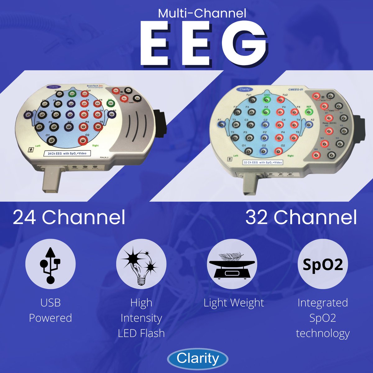 claritymedical's tweet photo. Clarity Medical manufactures multi-channel EEG (24,32 and 40), with high-quality intense LED flash. For more info visit: https://t.co/F5E5szAZLg
#Claritymedical #EEG #neuro #brain #braintech #manufacture #electroencephalogram #EEGTest #braintest #brainwave #electricalsignals https://t.co/wXMpIaXqDz