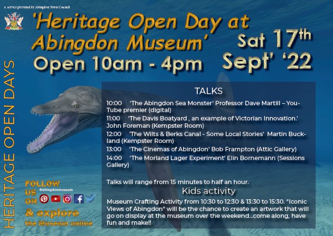 AbingdonMuseum's tweet photo. After taking guidance from the national organisers, Heritage Open Day will go ahead as planned. We believe it is appropriate to engage with our heritage in a respectful manner at this time. There will also be a display commemorating Queen Elizabeth II in the museum lobby. https://t.co/ecNsdzmkFb