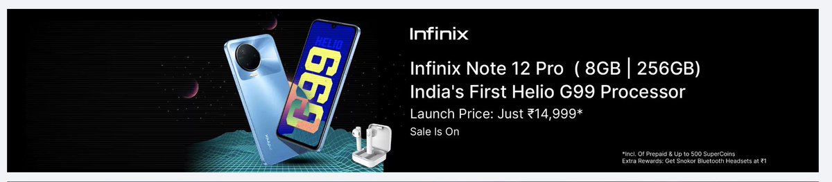 teevics's tweet photo. I have ordered @InfinixIndia  Infinix Note Pro 12 recently. I have received the phone. There was an Extra Reward Offer was ongoing with that phone that i can get Snokar BT Headset for Re1. https://t.co/ZrzHb3U6QK