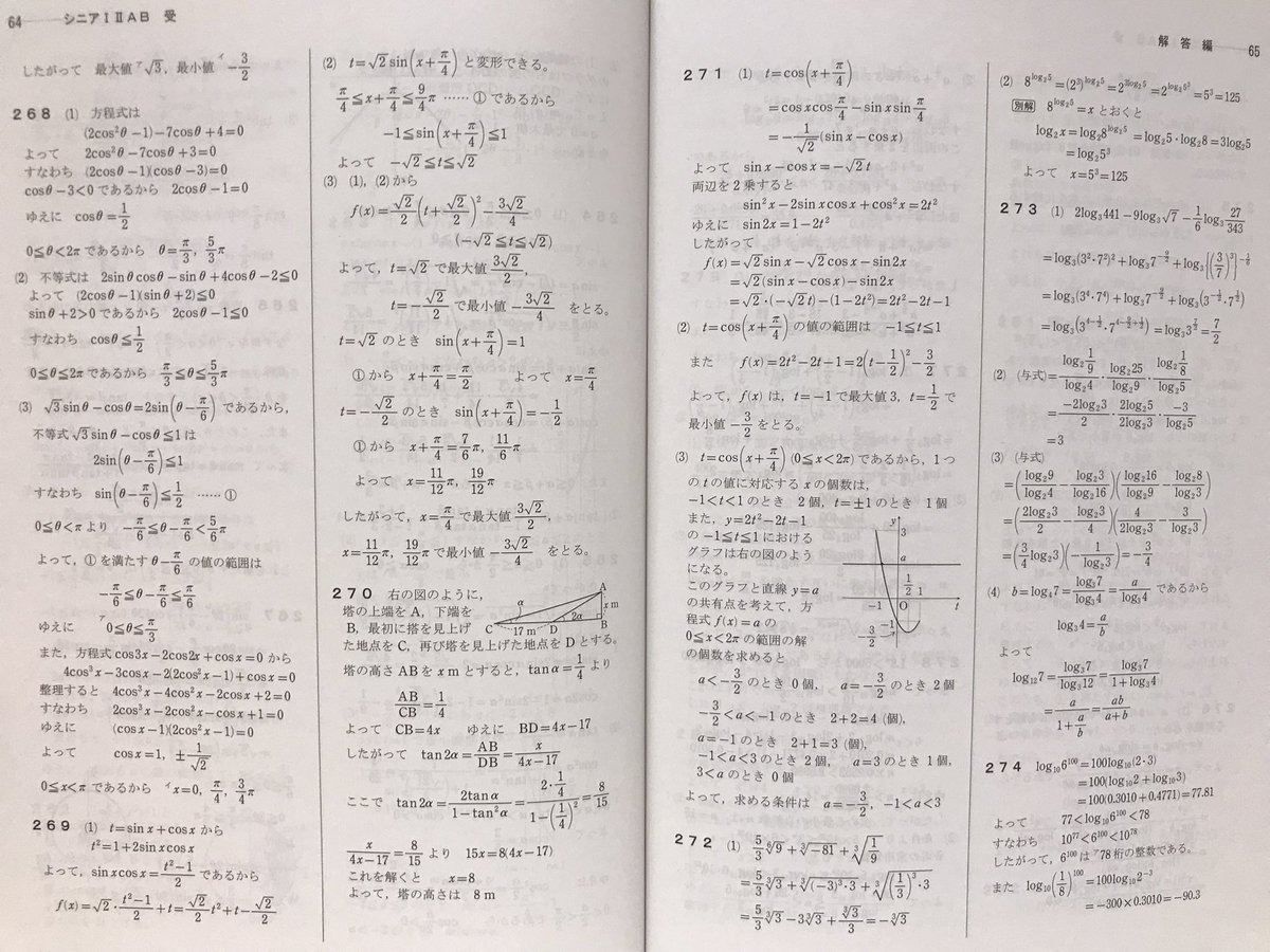 Post by 【解答編】三訂版シニア数学演習I ・II・A・B受験編 on X: 268