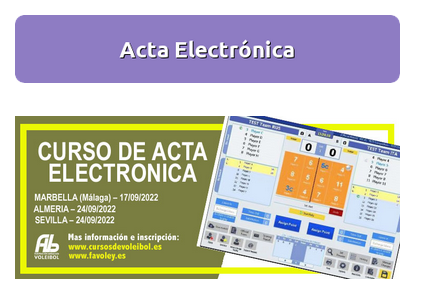cursosVB's tweet photo. 📢Convocado CURSO ACTA ELECTRÓNICA RFEVB (Temp 22/23). Actividad presencial en Marbella (17/09), Almeria y Sevilla (24/09), con prácticas en Copa Andalucia y Supercopa España. ¡¡Pocos días para inscribirse!!. +Info e inscripción en https://t.co/7NQX0wcDvC @FAVB_ https://t.co/CQtwgnsjfW