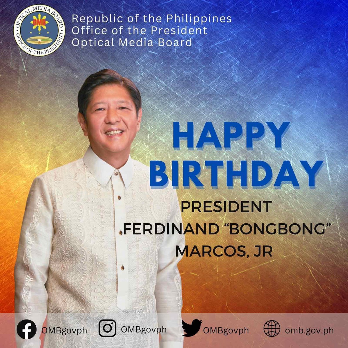 Your headstrong approach and enthusiasm to achieve what you set out to do are so remarkable and truly inspirational.

Optical Media Board wishes you the very best birthday today, President Bongbong Marcos.