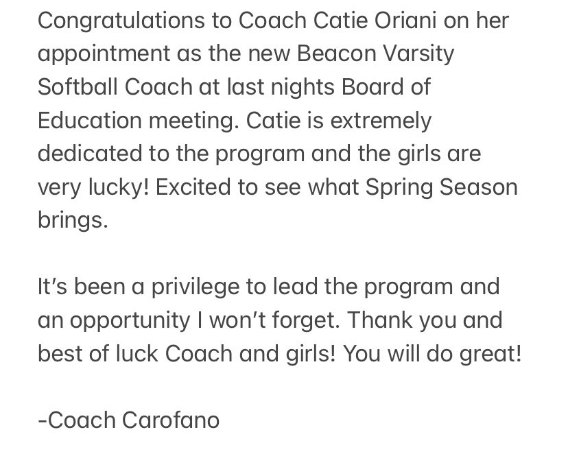 Congrats Coach Oriani! <a href="/BCSDBulldogs/">Beacon Athletics</a> <a href="/BeaconCityHS/">Beacon High School</a>