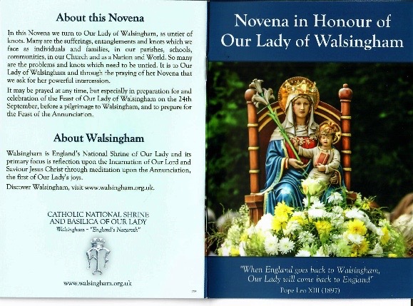 Advance Notice!
Lay your burdens, your hopes and desires at the feet of Our Lady of Walsingham.
The Novena to prepare for the Feast of Our Lady of Walsingham begins on Thursday September 15th. 
walsingham.org.uk/novena/